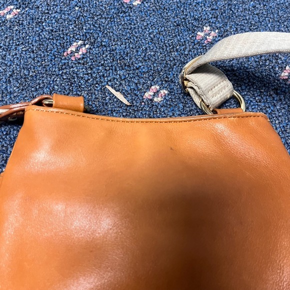 Michael Kors Brown Woodside Leather Canvas Crossbody Handbag Drawstring Small - Picture 9 of 11